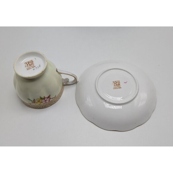 Bell China England Bone China Teacup Saucer Hand Painted Floral Gold Trim - Picture 7 of 17